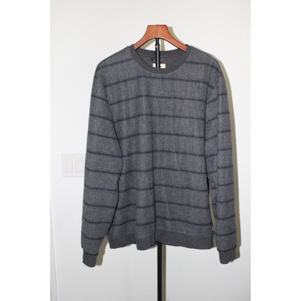 Marine Layer Men's Striped Crewneck Sweatshirt Charcoal Gray Navy Size XL